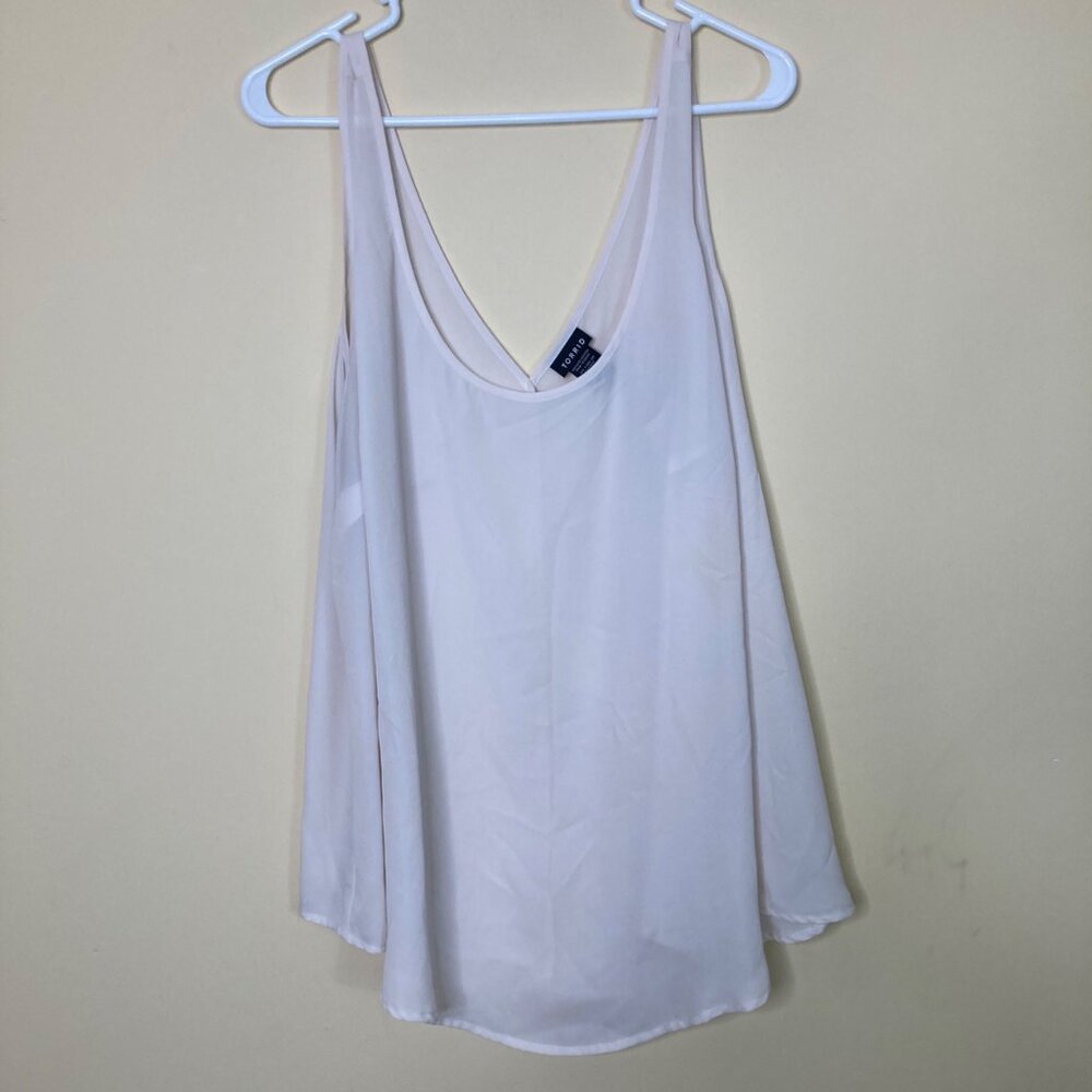 Torrid Womens White Sleeveless V-Neck Chiffon Tank Top 1x Light Stains Ivory
